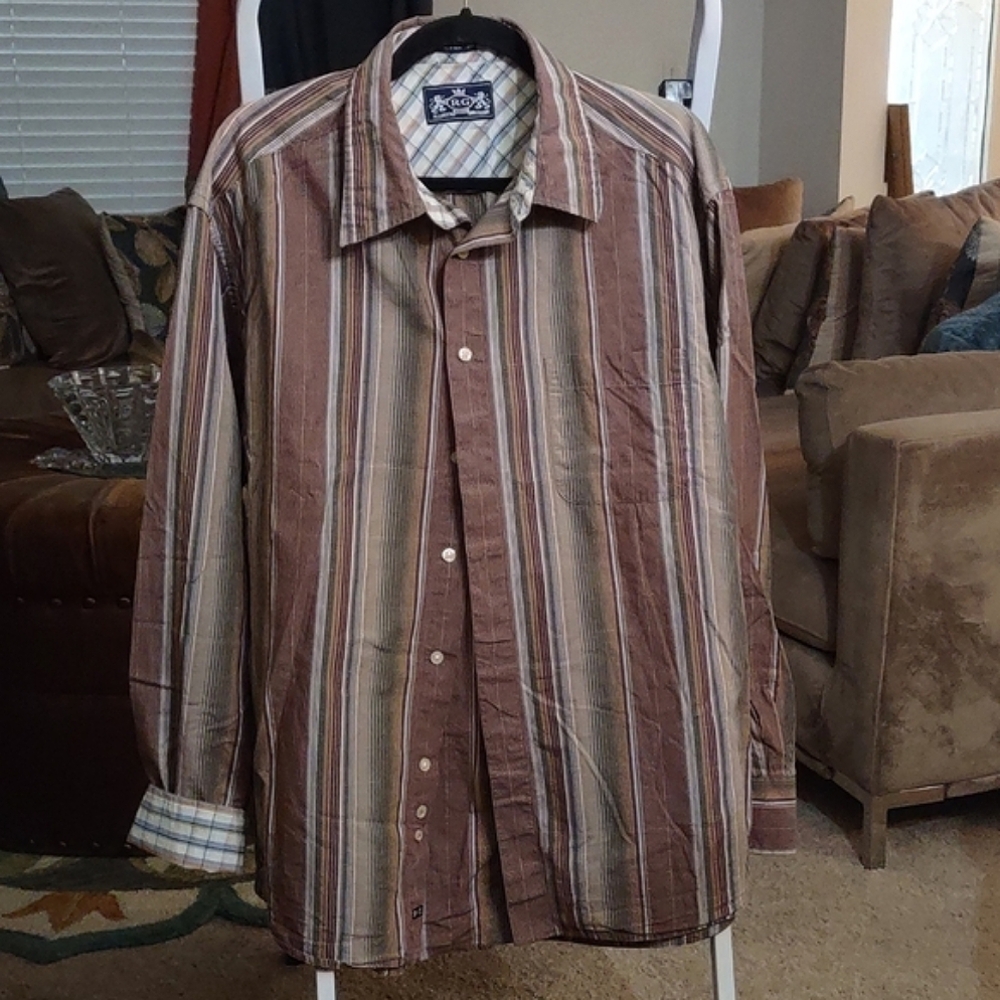 R & G Reversible Casual Longsleeve Button Down Shirt